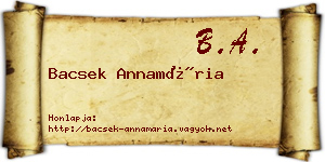 Bacsek Annamária névjegykártya